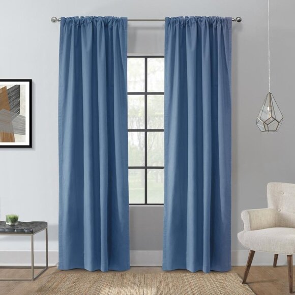 NWT Thermalogic Topsions Room Darkening Curtain Panel Pair 2-Piece Blue 40x84 - Picture 1 of 11